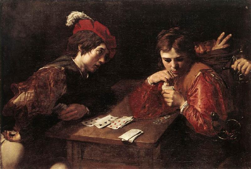 VALENTIN DE BOULOGNE Card-sharpers at oil painting picture